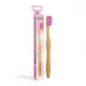 Szczoteczka do zębów bambusowa różowa średnio twarda - NORDICS