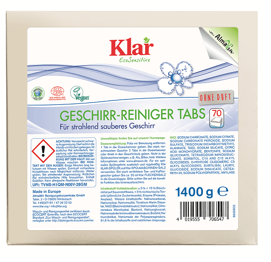 Tabletki do zmywarek eco (70 szt.) - KLAR