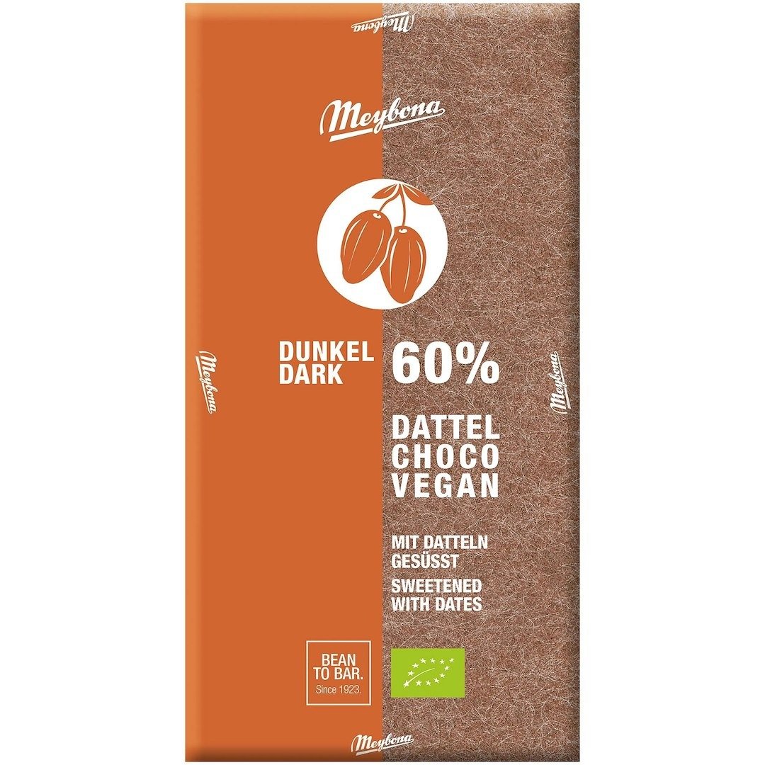 Tabliczka kakaowa 60 % słodzona daktylami BIO 80 g - MEYBONA