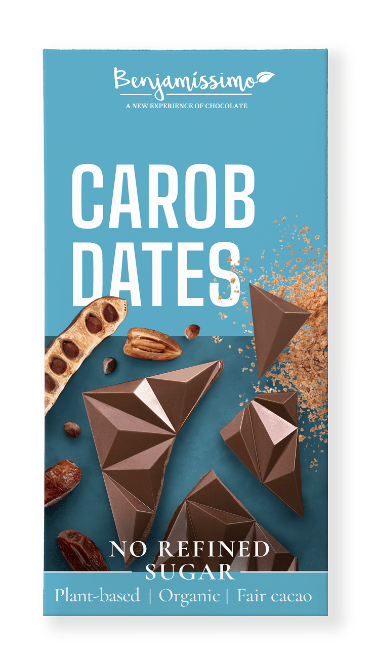 Tabliczka kakaowa karob - daktyle bezglutenowa BIO 60 g - BENJAMISSIMO