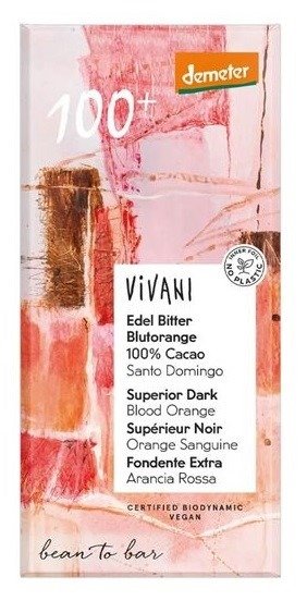 Tabliczka kakaowa o smaku czerwonej pomarańczy demeter BIO 90 g - VIVANI