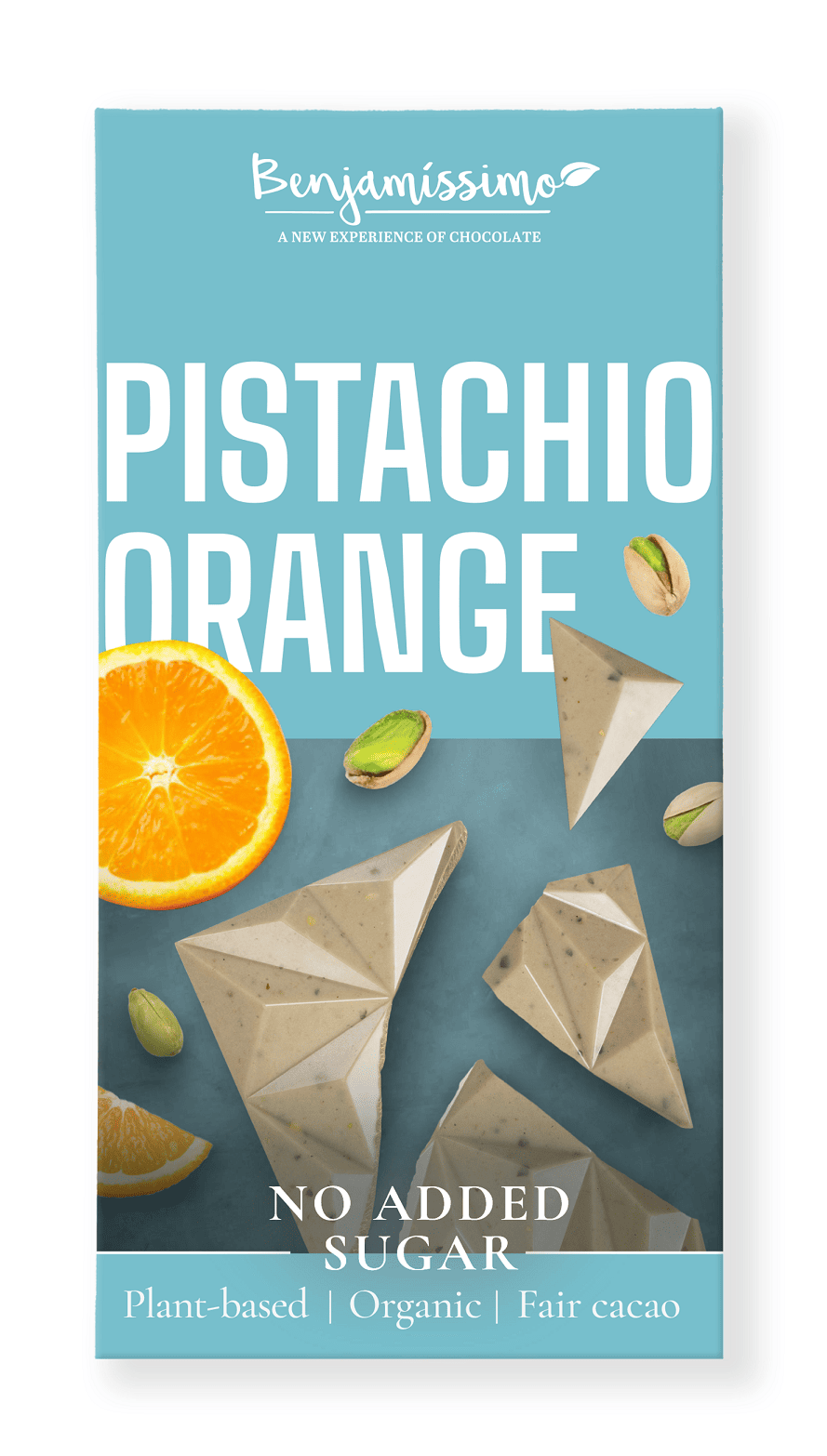 Tabliczka kakaowa pistacje - pomarańcza bez dodatku cukrów bezglutenowa BIO 60 g - BENJAMISSIMO