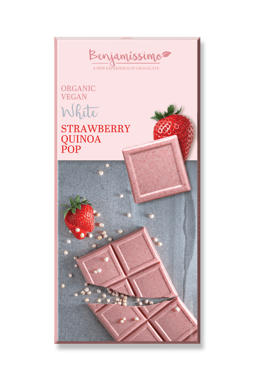 Tabliczka kakaowa truskawka - quinoa bezglutenowa BIO 70 g - BENJAMISSIMO
