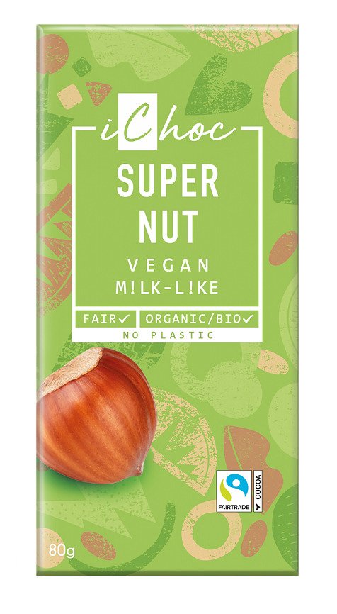 Tabliczka kakaowa z orzechami laskowymi fair trade BIO 80 g - ICHOC (VIVANI)