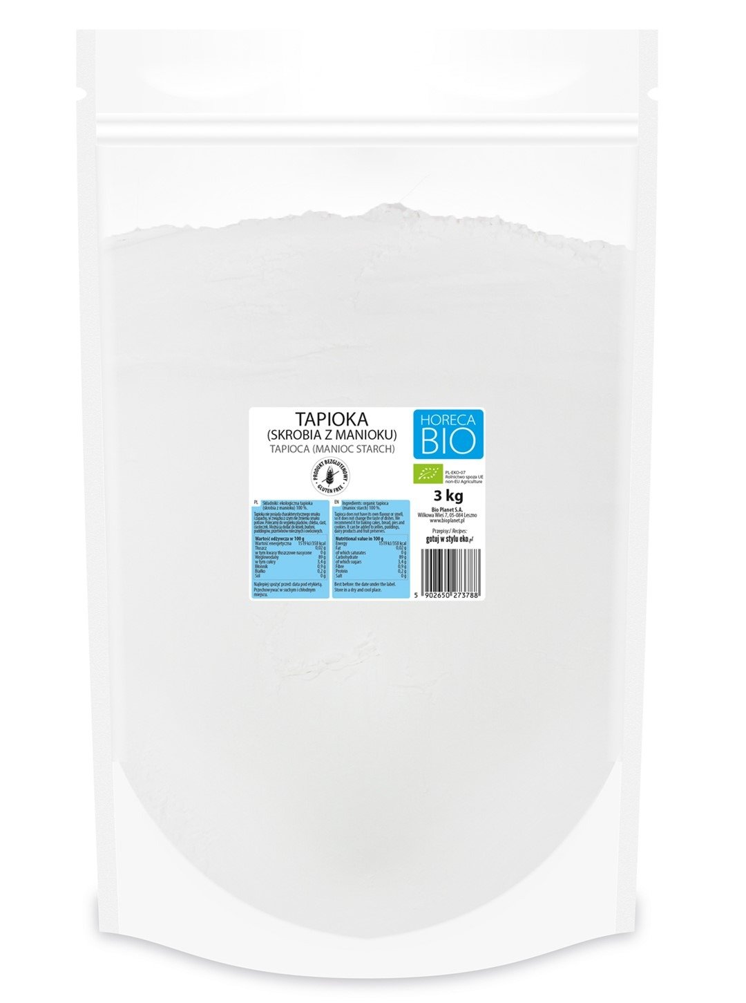 Tapioka (skrobia z manioku) bezglutenowa BIO 3 kg - HORECA (BIO PLANET)