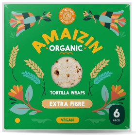 Tortilla wraps z otrębami (źródło błonnika pokarmowego) BIO (6 szt.) 240 g - AMAIZIN
