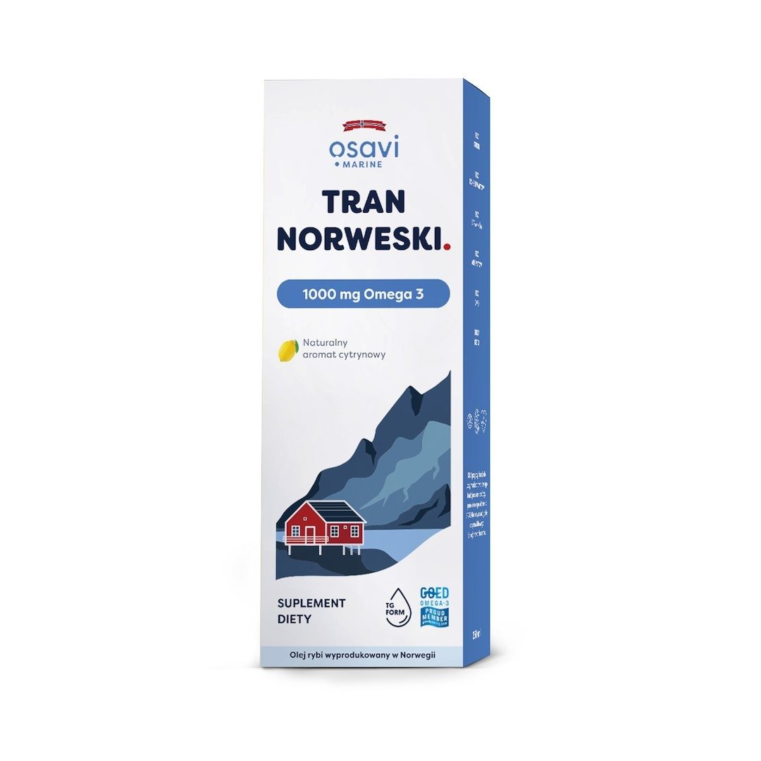 Tran norweski omega-3 (1000 mg) o smaku cytrynowym 500 ml - OSAVI