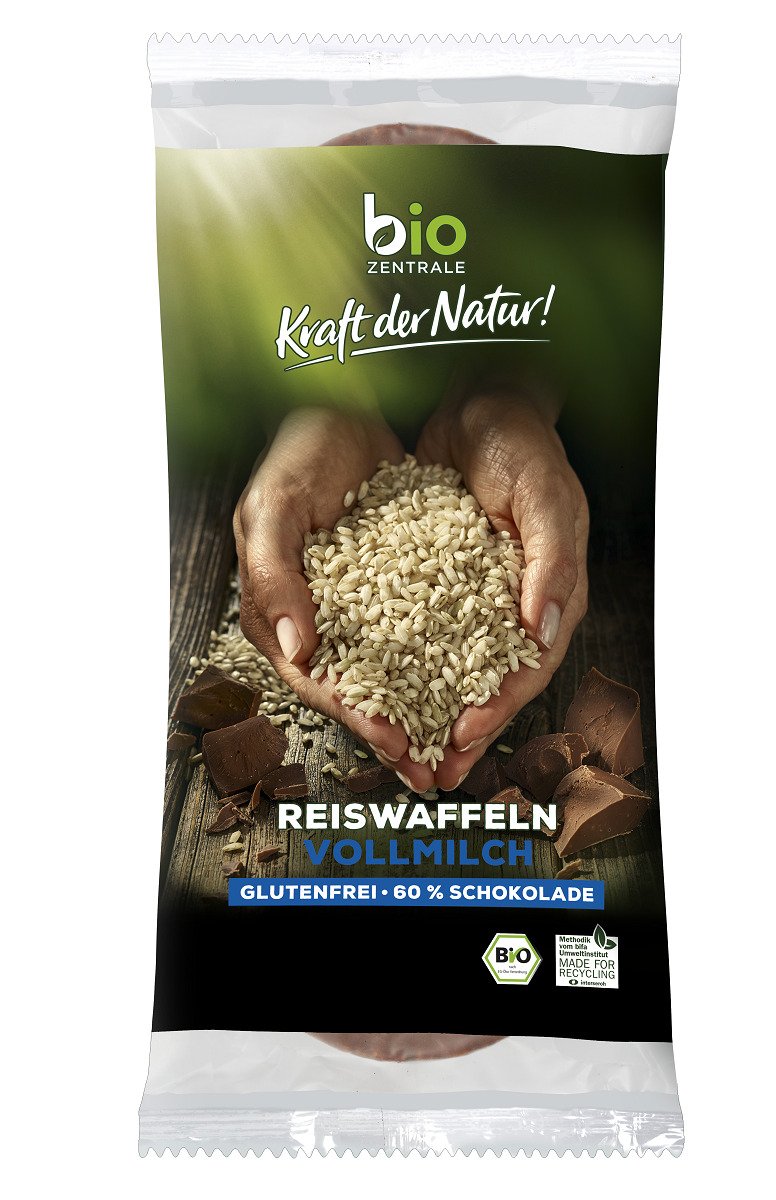 Wafle ryżowe oblane czekoladą mleczną bezglutenowe BIO 100 g - BIO ZENTRALE