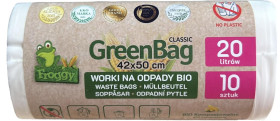 Worki na odpady BIO I ZMIESZANE (KOMPOSTOWALNE I BIODEGRADOWALNE) 20 L 10 szt - FROGGY (GREENBAG)