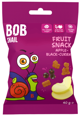 Żelki jabłko - CZARNA PORZECZKA BEZ ŻELATYNY BEZGLUTENOWE 40 g - BOB SNAIL