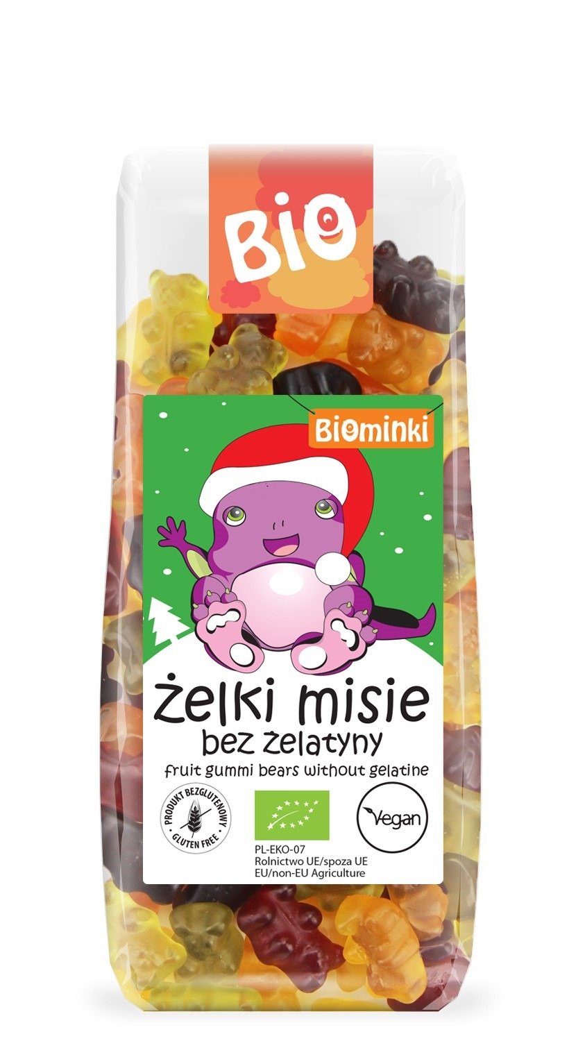 Żelki misie bez żelatyny bezglutenowe BIO 150 g - BIOMINKI (EDYCJA ŚWIĄTECZNA) (PRODUKT SEZONOWY)