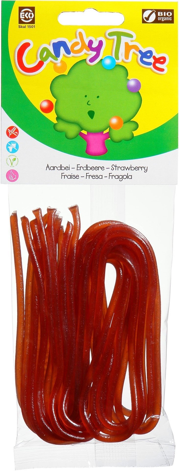 Żelki nitki truskawkowe bezglutenowe BIO 75 g - CANDY TREE