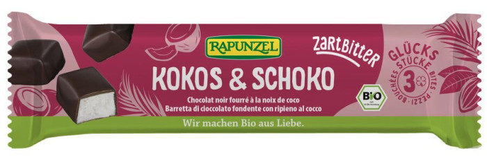 Batoniki kokosowe w czekoladzie gorzkiej BIO 50 g - RAPUNZEL