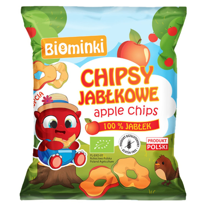 Chipsy jabłkowe bezglutenowe BIO 40 g - BIOMINKI