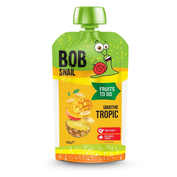 Smoothie banan - ANANAS - MANGO BEZ DODATKU CUKRÓW 120 g - BOB SNAIL