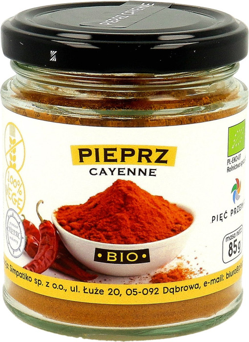 Pieprz cayenne bezglutenowy BIO 85 g - PIĘĆ PRZEMIAN