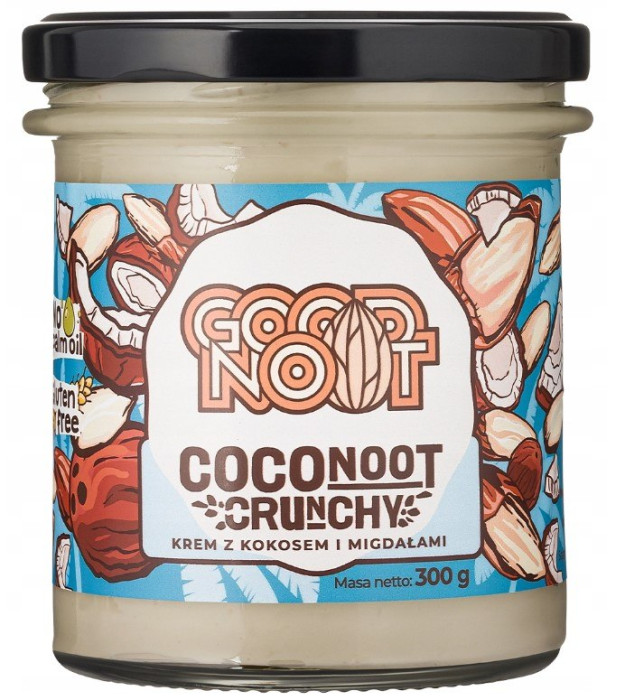 Krem migdałowo - KOKOSOWY CRUNCHY BEZ DODATKU CUKRÓW BEZGLUTENOWY 300 g - GOOD NOOT