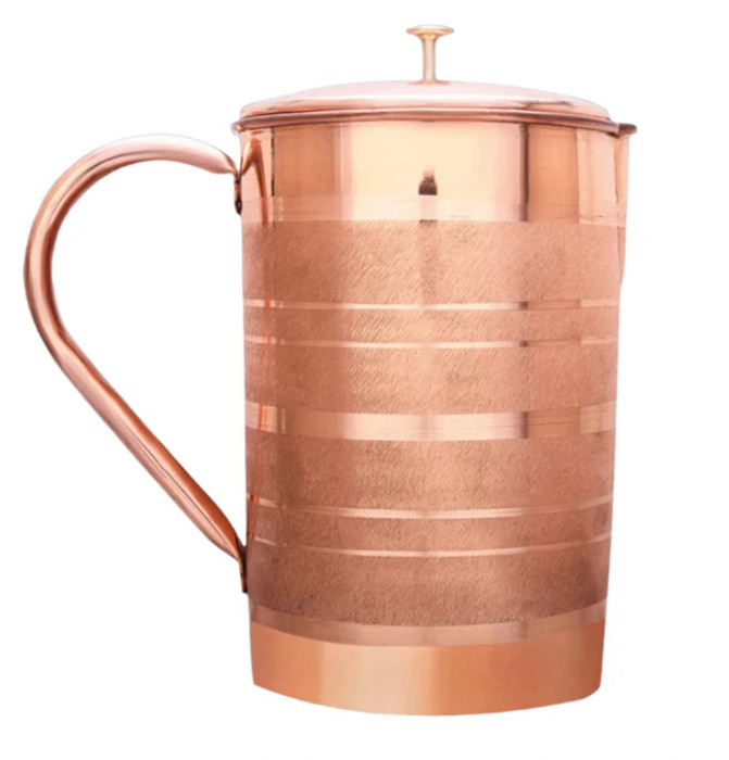 Dzbanek miedziany stripe 1,25 l - SATTVA (AYURVEDA)